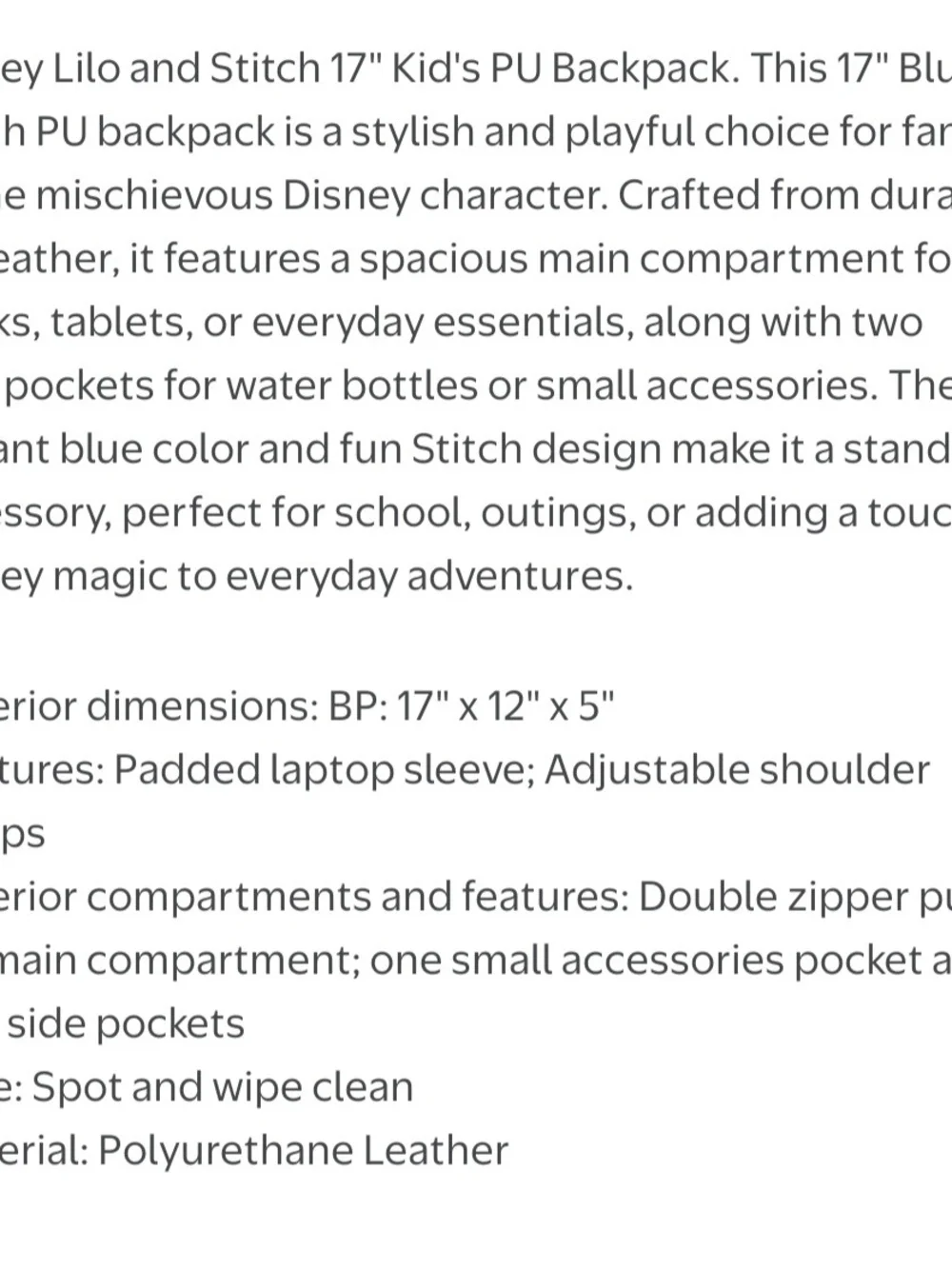 Disney Stitch Leather Backpack